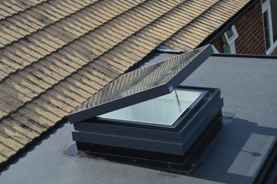 an open rooflight installed on an extension roof
